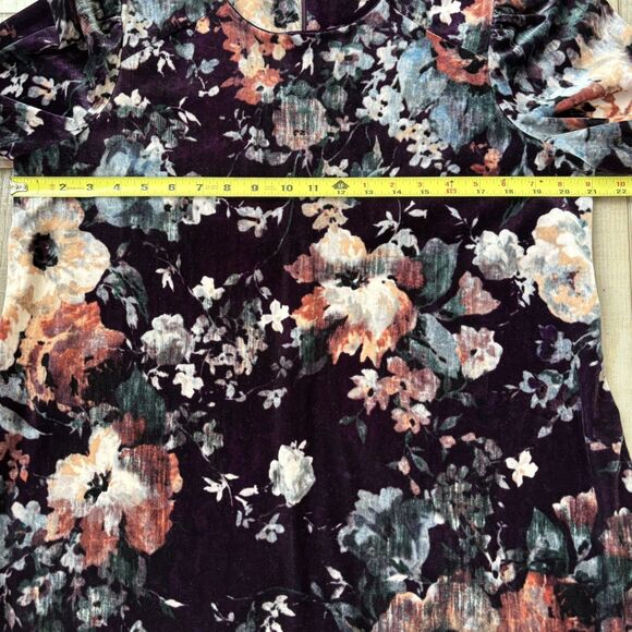 Calvin Klein Womens Velvet Puff Sleeve Floral Dress Size 14 Wedding Whimsigoth - Picture 14 of 14